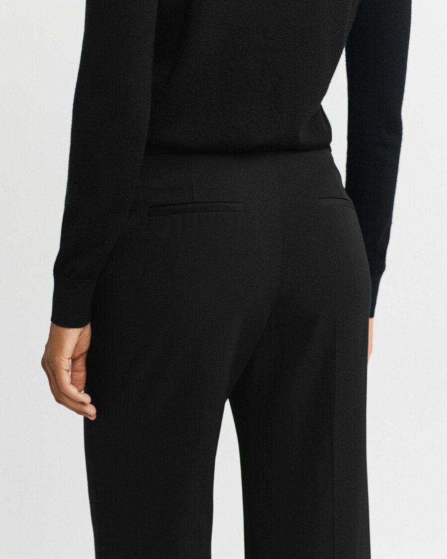 wool blend flared tuxedo pants - black