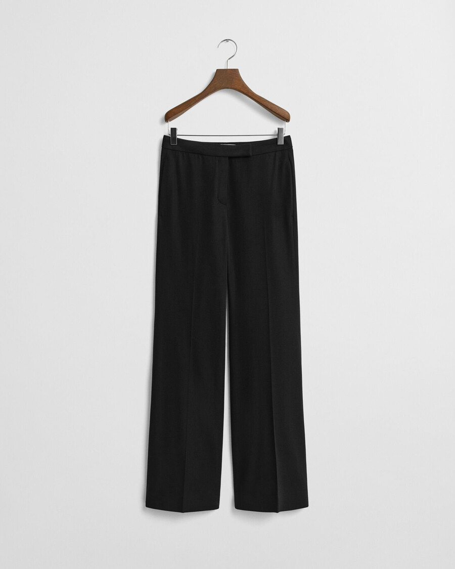 wool blend flared tuxedo pants - black
