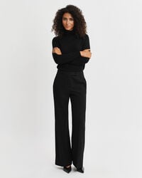 wool blend flared tuxedo pants - black