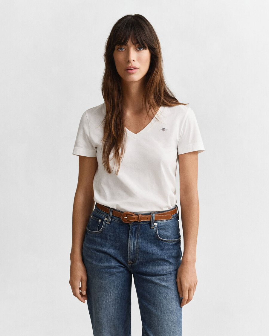 shield vneck tshirt - white