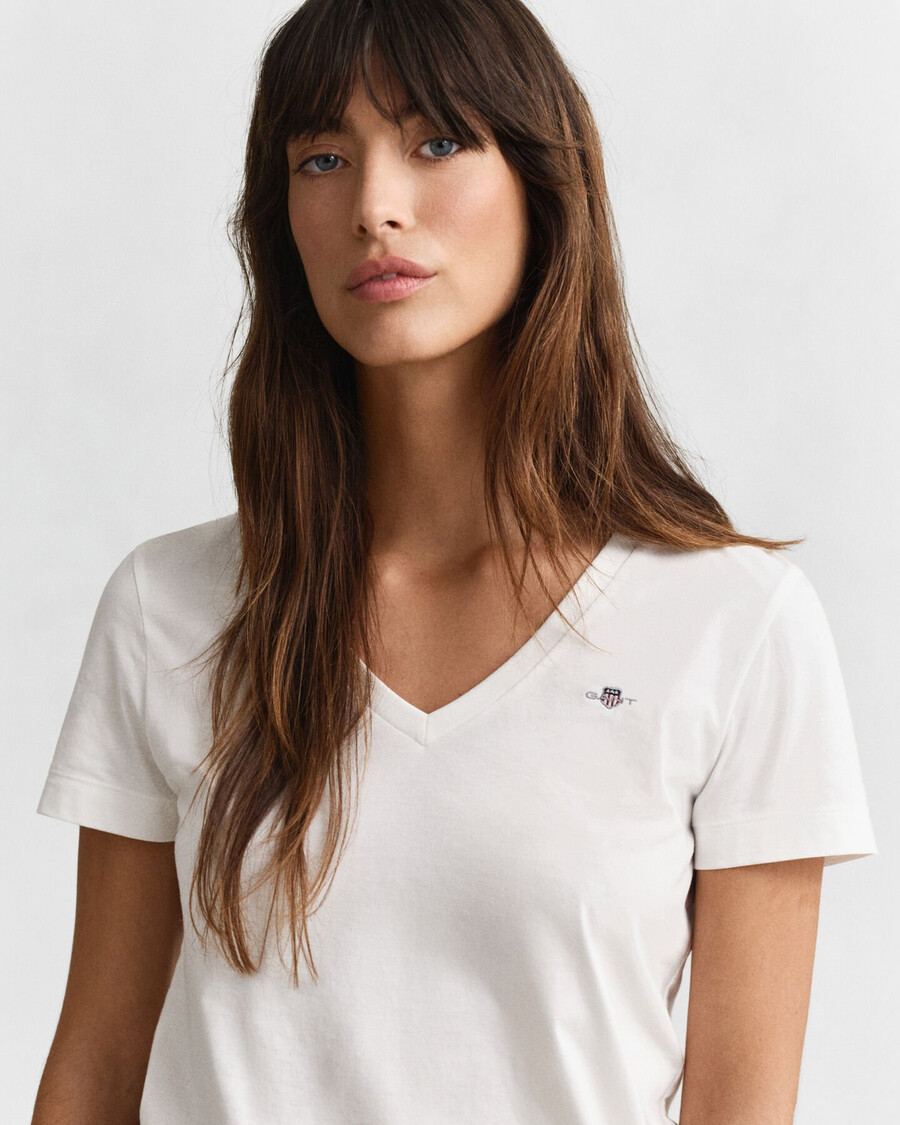 shield vneck tshirt - white