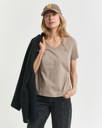 shield vneck tshirt - taupe beige