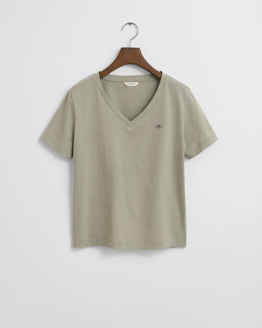 shield vneck tshirt - faded sage