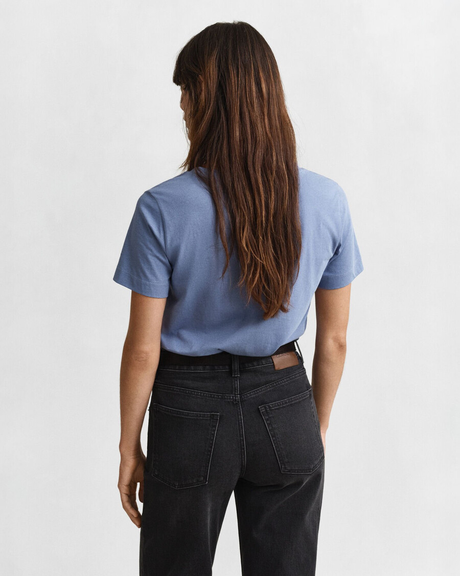 shield vneck tshirt - faded denim