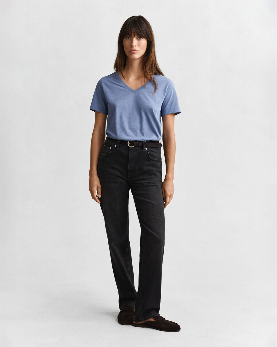 shield vneck tshirt - faded denim