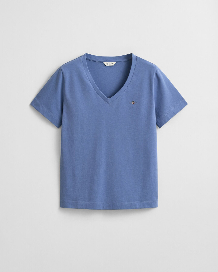 shield vneck tshirt - faded denim