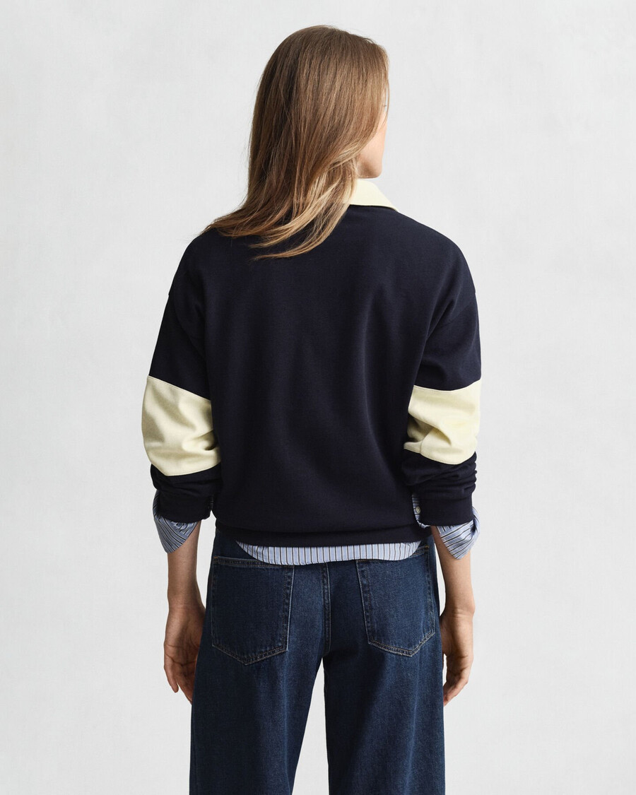 piqué textured color blocked rugger - evening blue