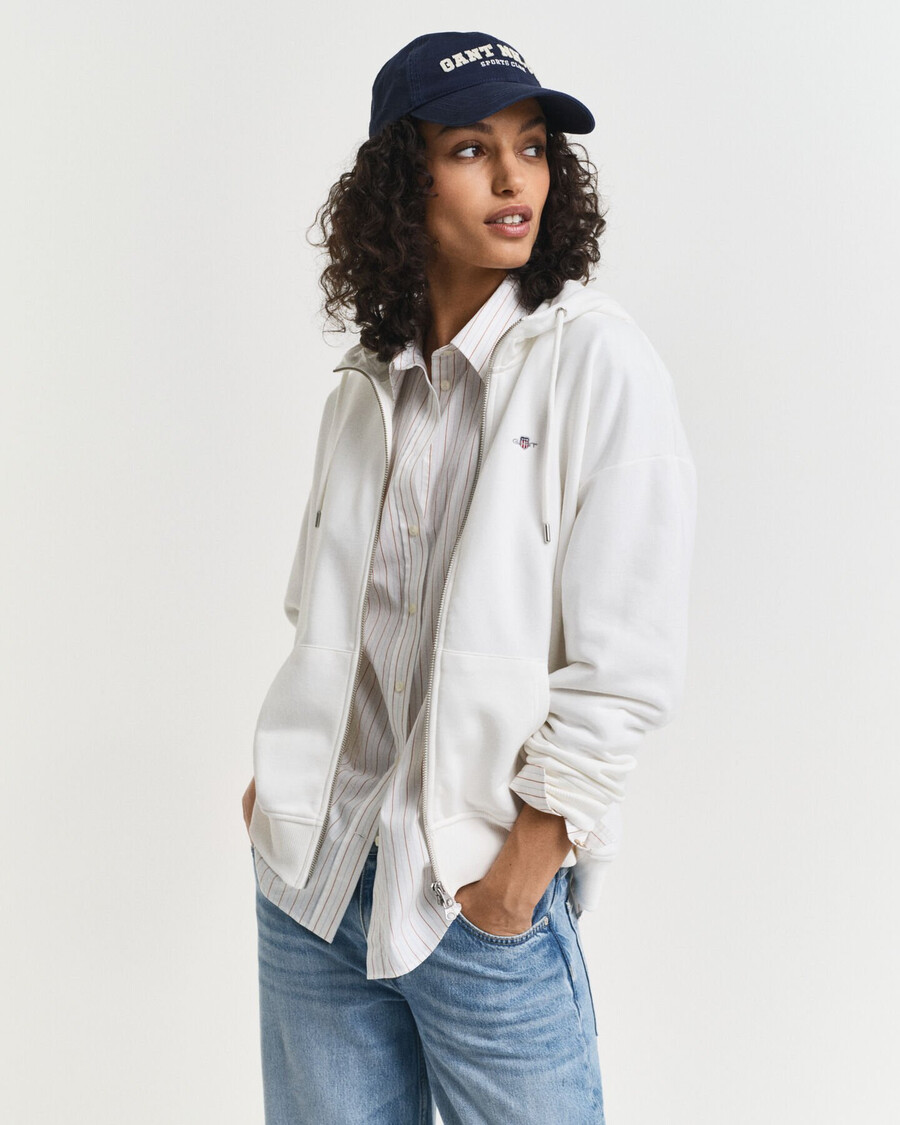 shield zip hoodie - eggshell