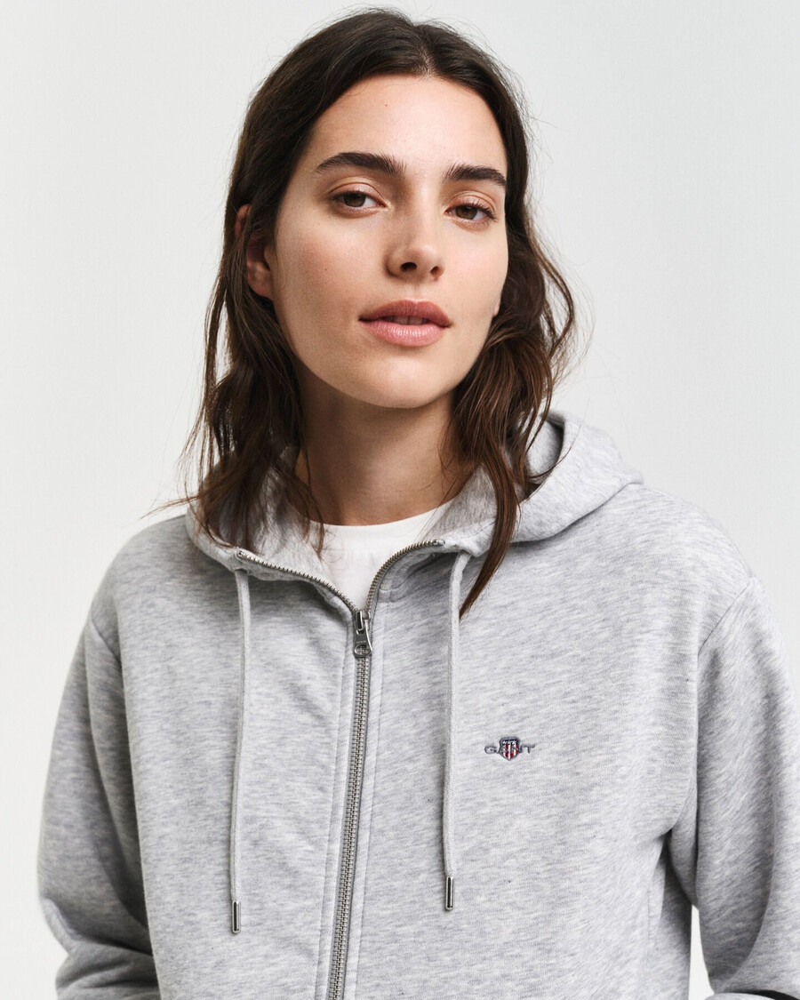 shield zip hoodie - light grey melange