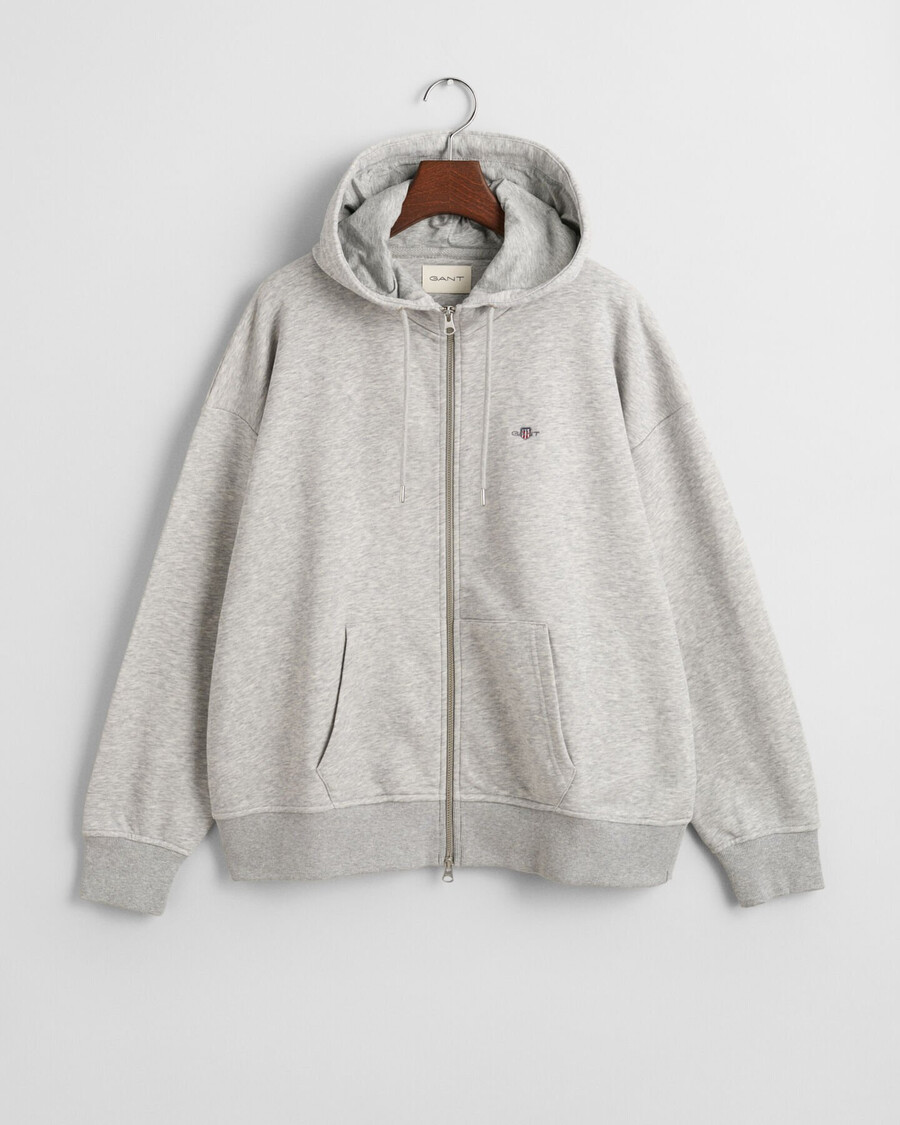 shield zip hoodie - light grey melange