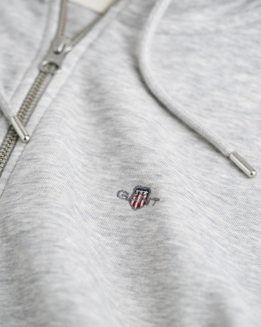 shield zip hoodie - light grey melange