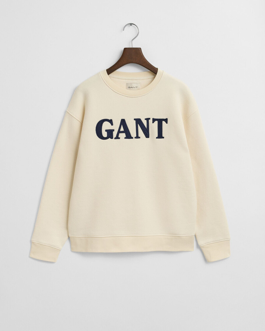graphic crew neck sweatshirt - cream