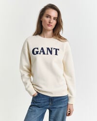 graphic crew neck sweatshirt - cream