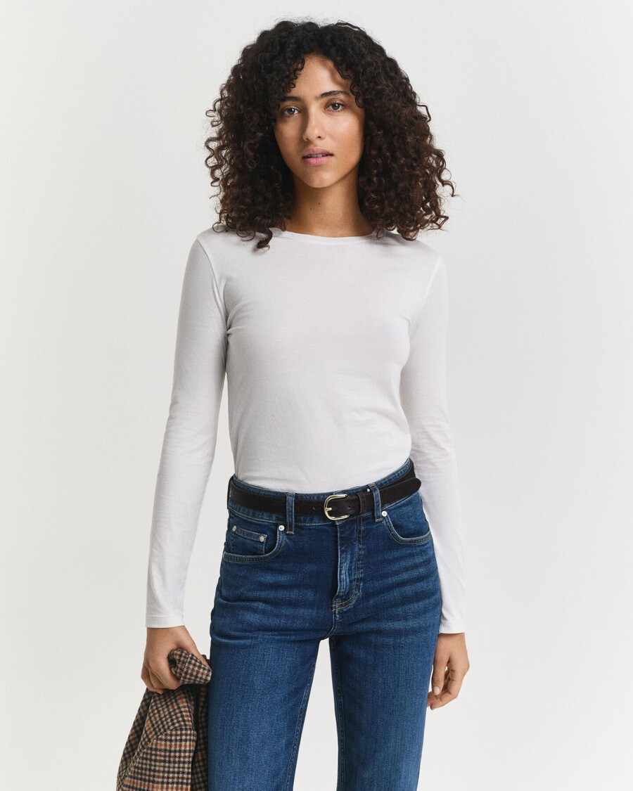 light cotton long sleeve tshirt - white