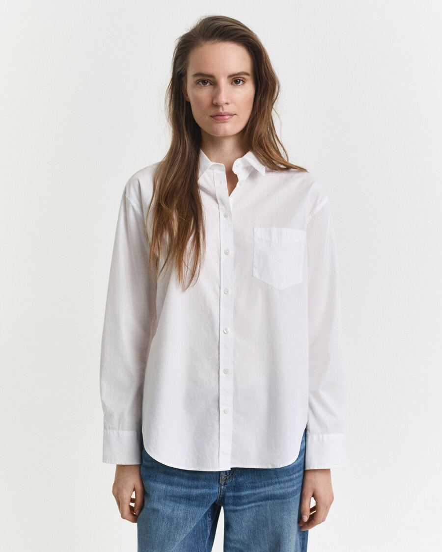 relaxed fit classic poplin shirt - white
