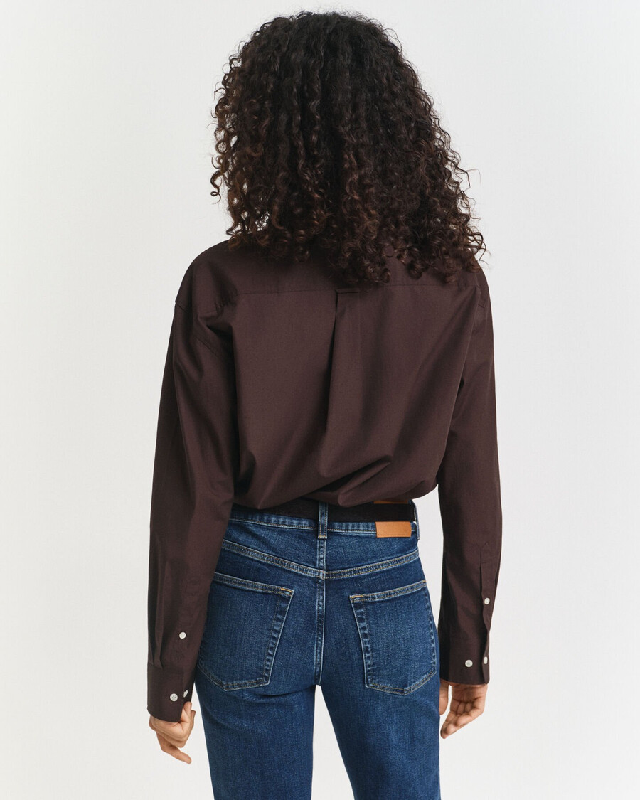 relaxed fit classic poplin shirt - deep brown