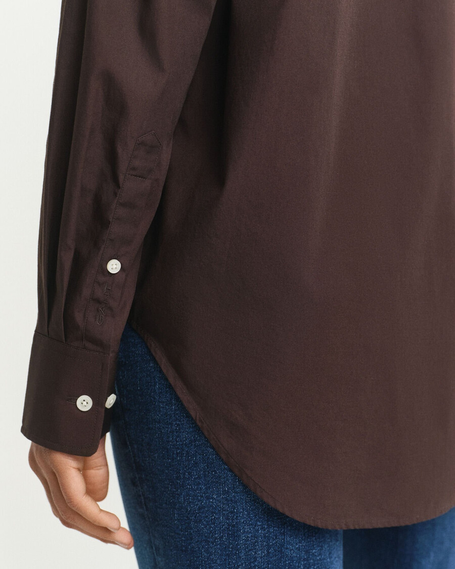 relaxed fit classic poplin shirt - deep brown