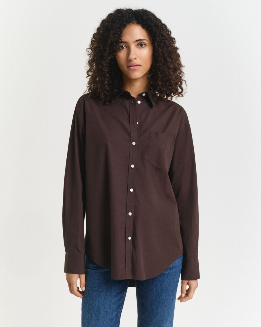 relaxed fit classic poplin shirt - deep brown