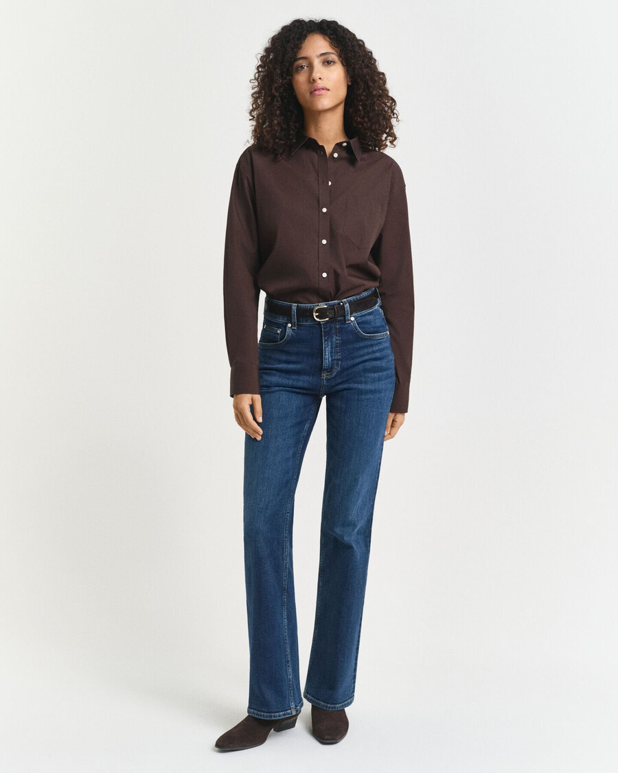 relaxed fit classic poplin shirt - deep brown