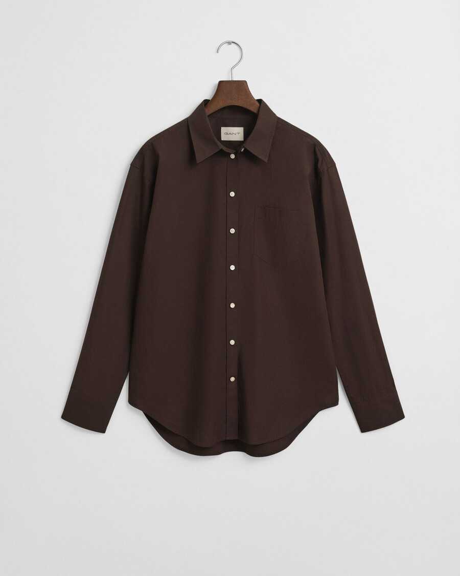 relaxed fit classic poplin shirt - deep brown