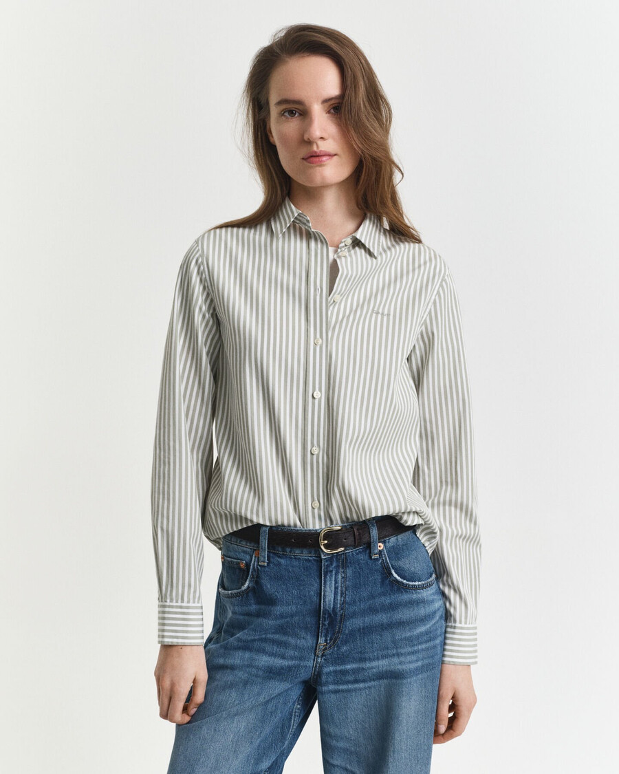 regular fit classic striped poplin shirt - faded sage