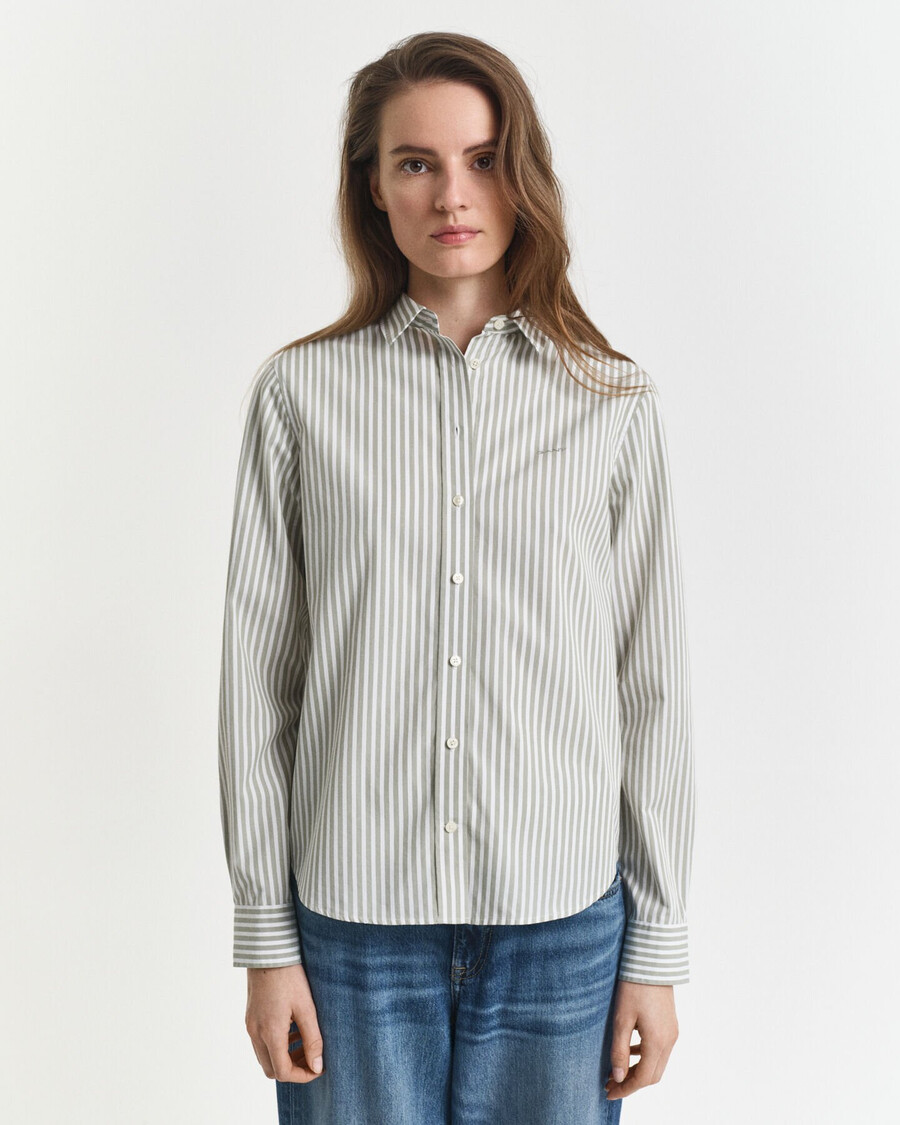 regular fit classic striped poplin shirt - faded sage