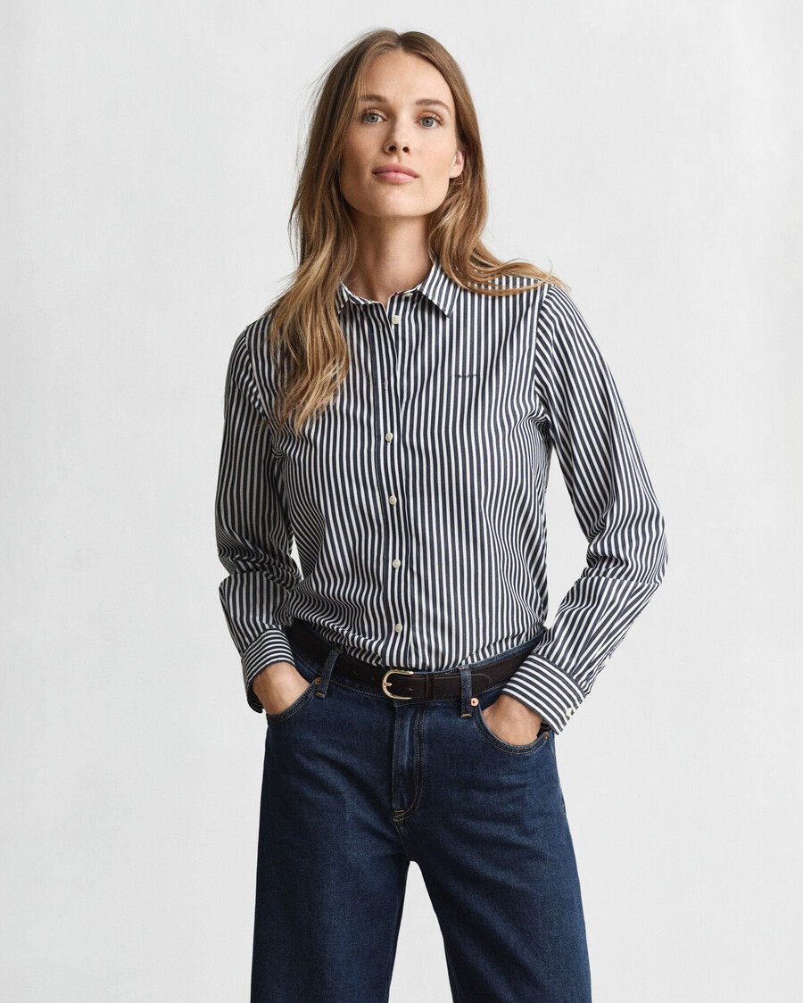 regular fit classic striped poplin shirt - classic blue