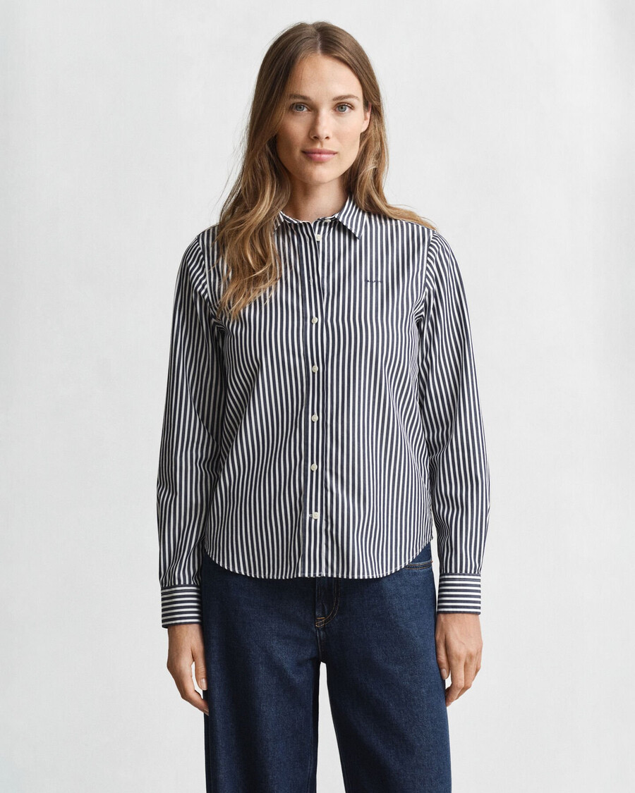 regular fit classic striped poplin shirt - classic blue
