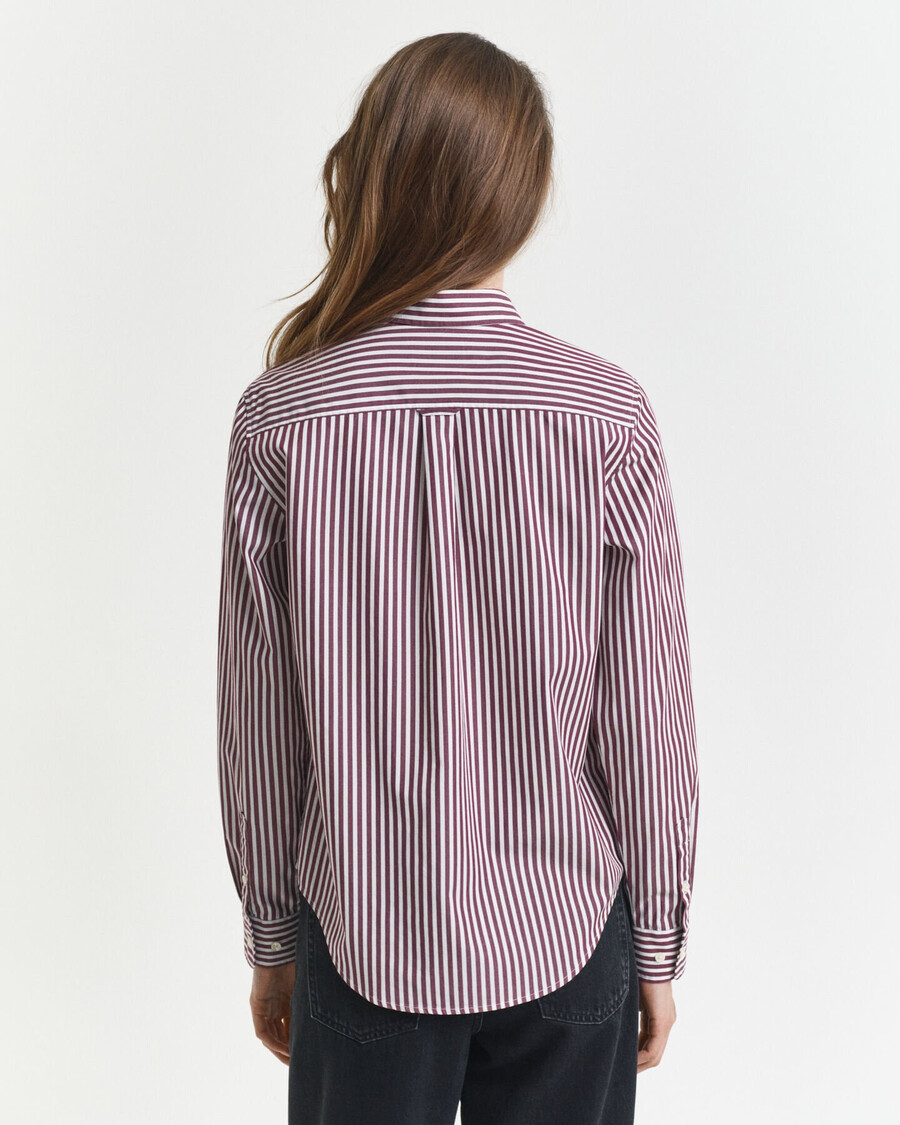 regular fit classic striped poplin shirt - plum wine