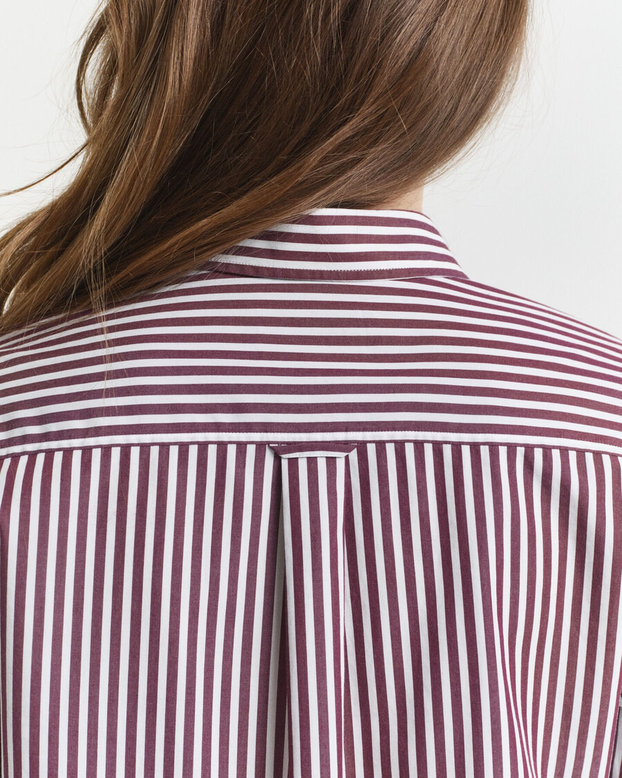 regular fit classic striped poplin shirt - plum wine