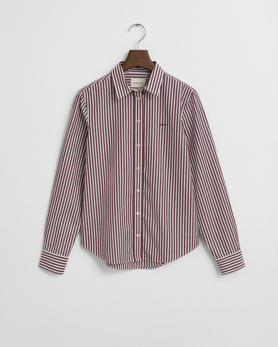 regular fit classic striped poplin shirt - plum wine