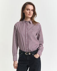 regular fit classic striped poplin shirt - plum wine