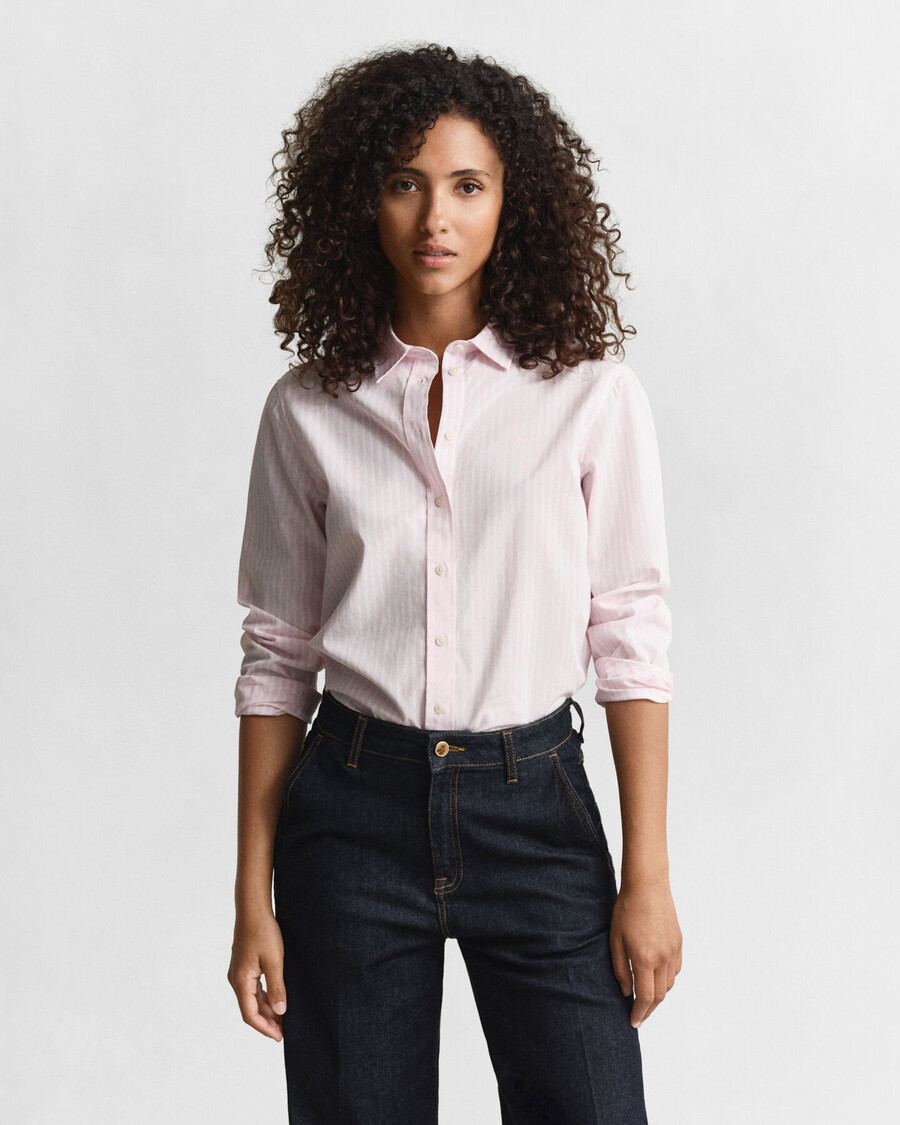 regular fit classic striped poplin shirt - light pink