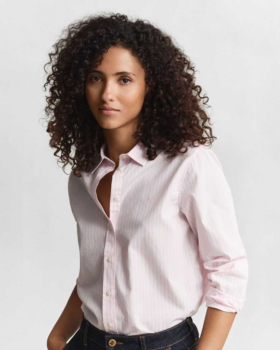 regular fit classic striped poplin shirt - light pink