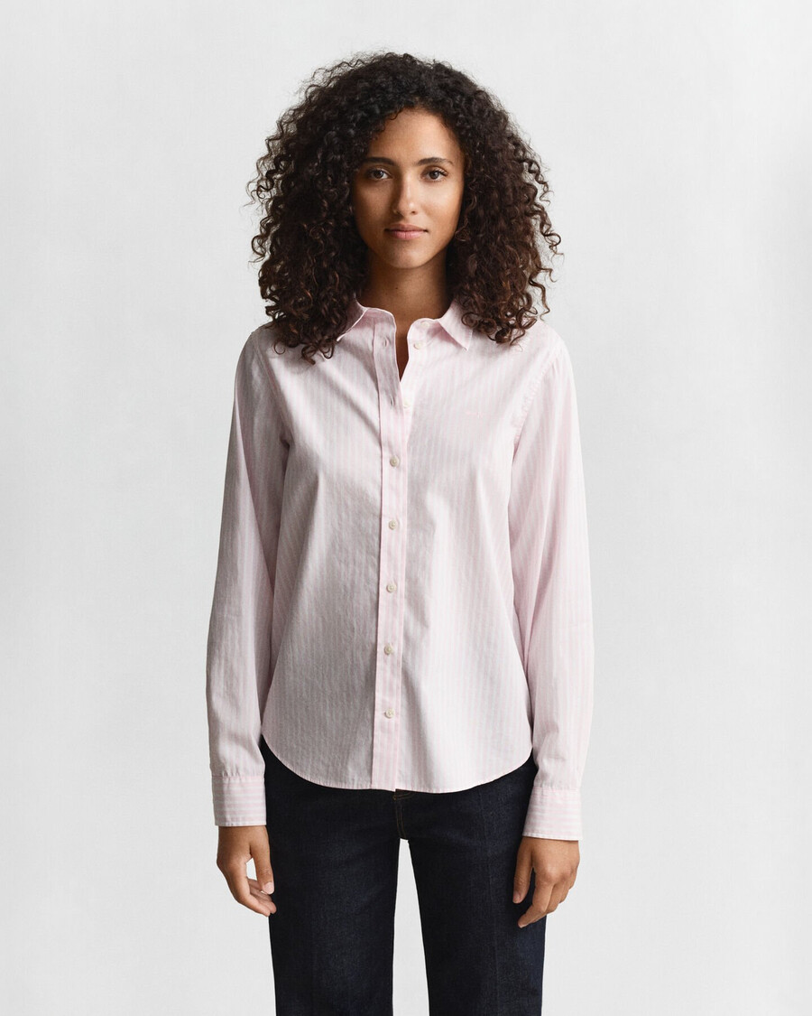 regular fit classic striped poplin shirt - light pink