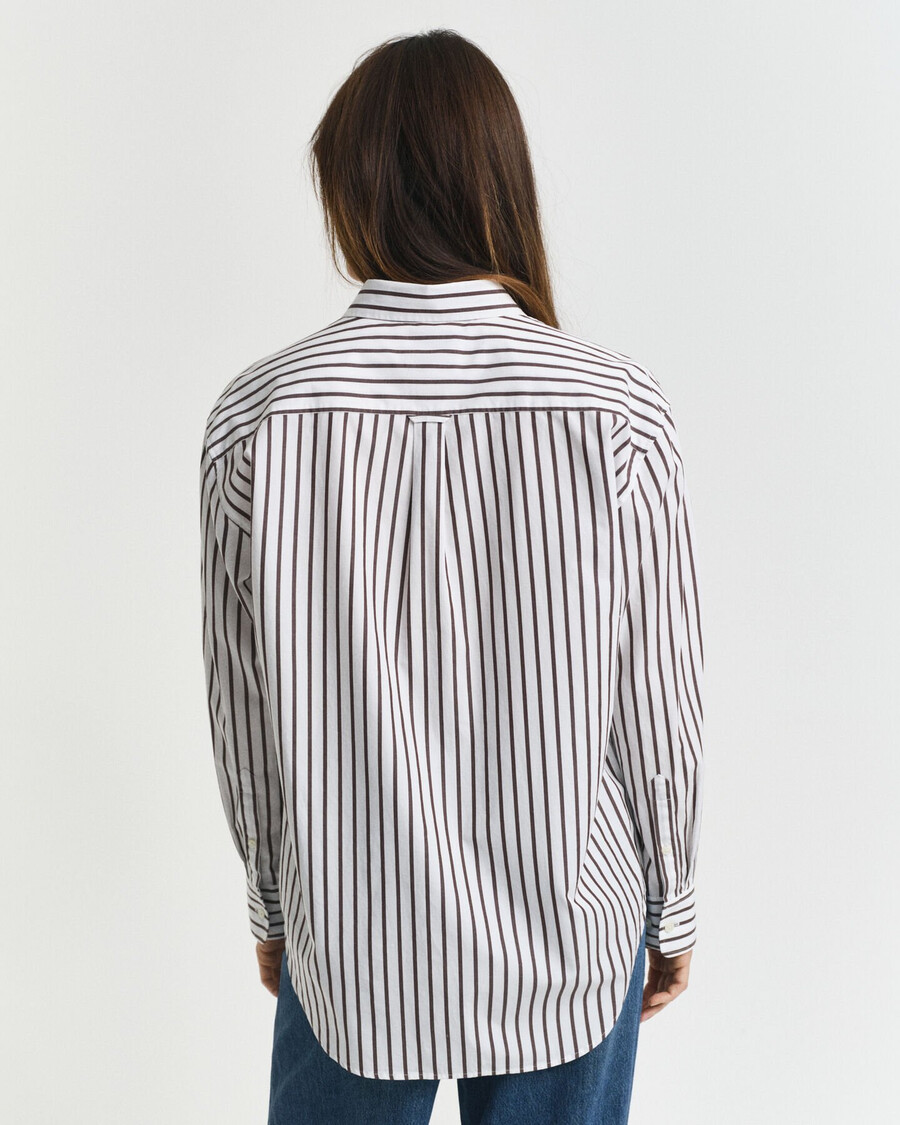 relaxed fit classic striped poplin shirt - deep brown