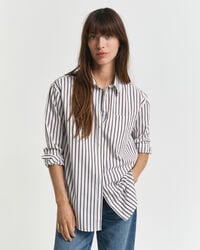 relaxed fit classic striped poplin shirt - deep brown