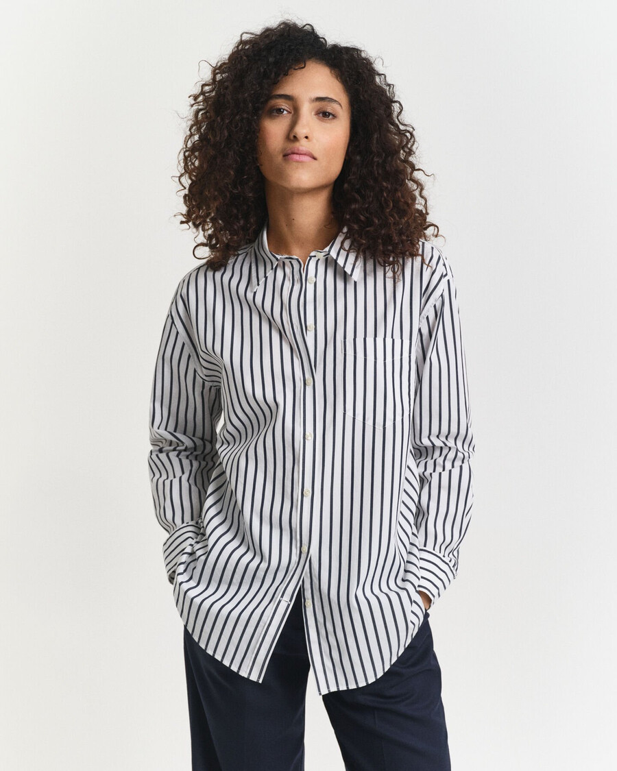 relaxed fit classic striped poplin shirt - evening blue