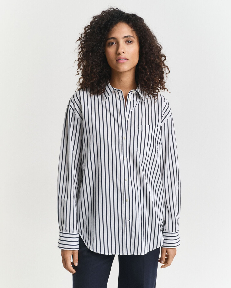 relaxed fit classic striped poplin shirt - evening blue