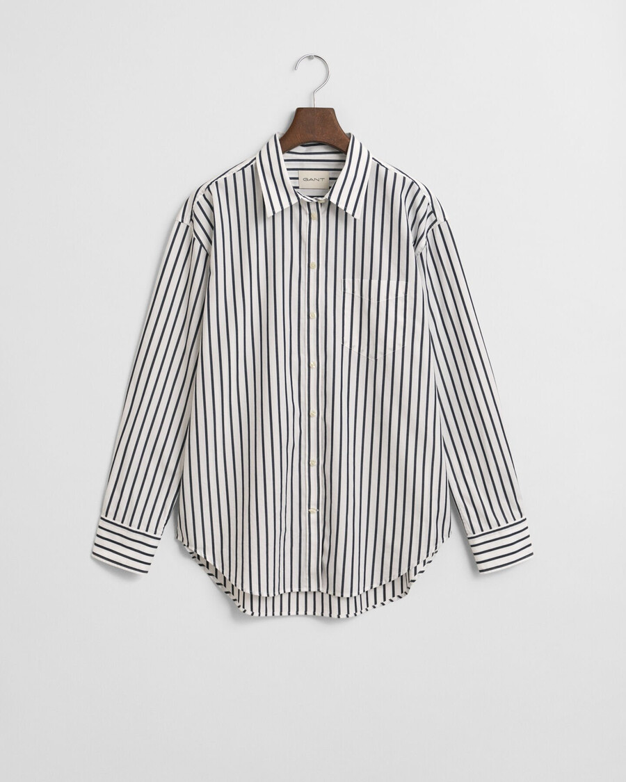 relaxed fit classic striped poplin shirt - evening blue