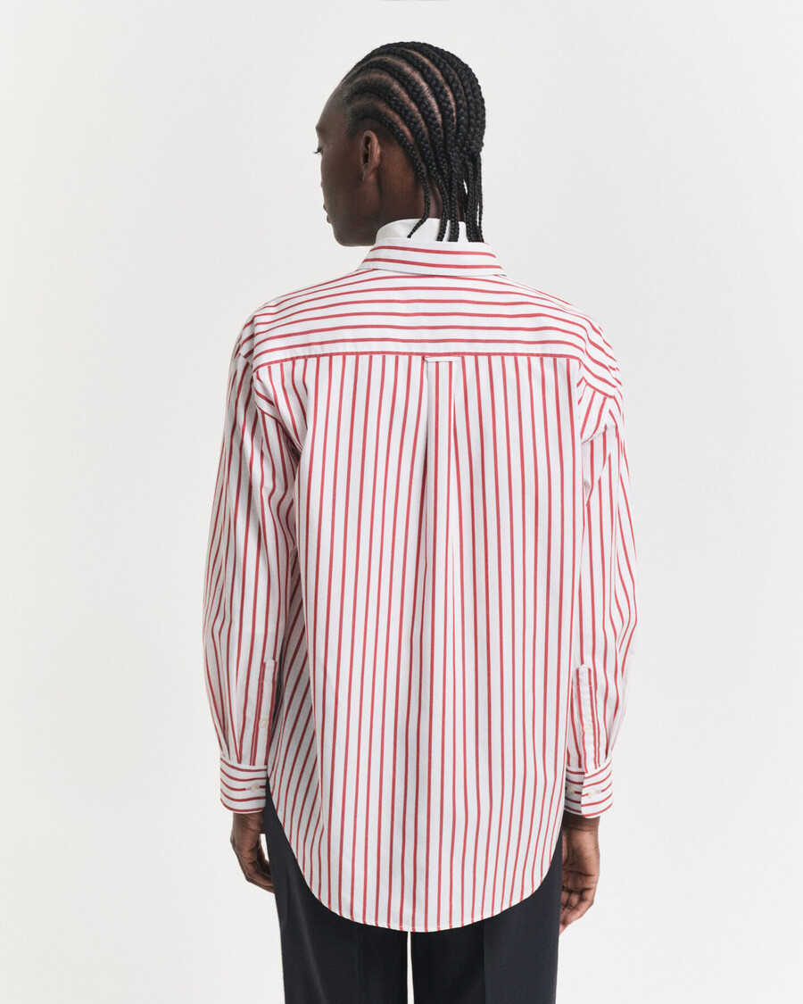 relaxed fit classic striped poplin shirt - modern rust