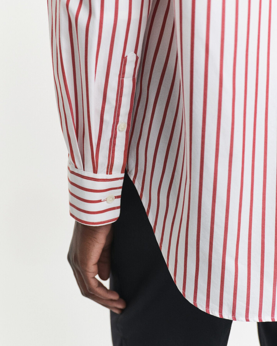 relaxed fit classic striped poplin shirt - modern rust