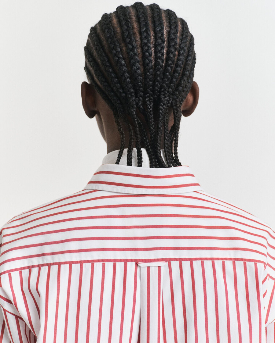 relaxed fit classic striped poplin shirt - modern rust
