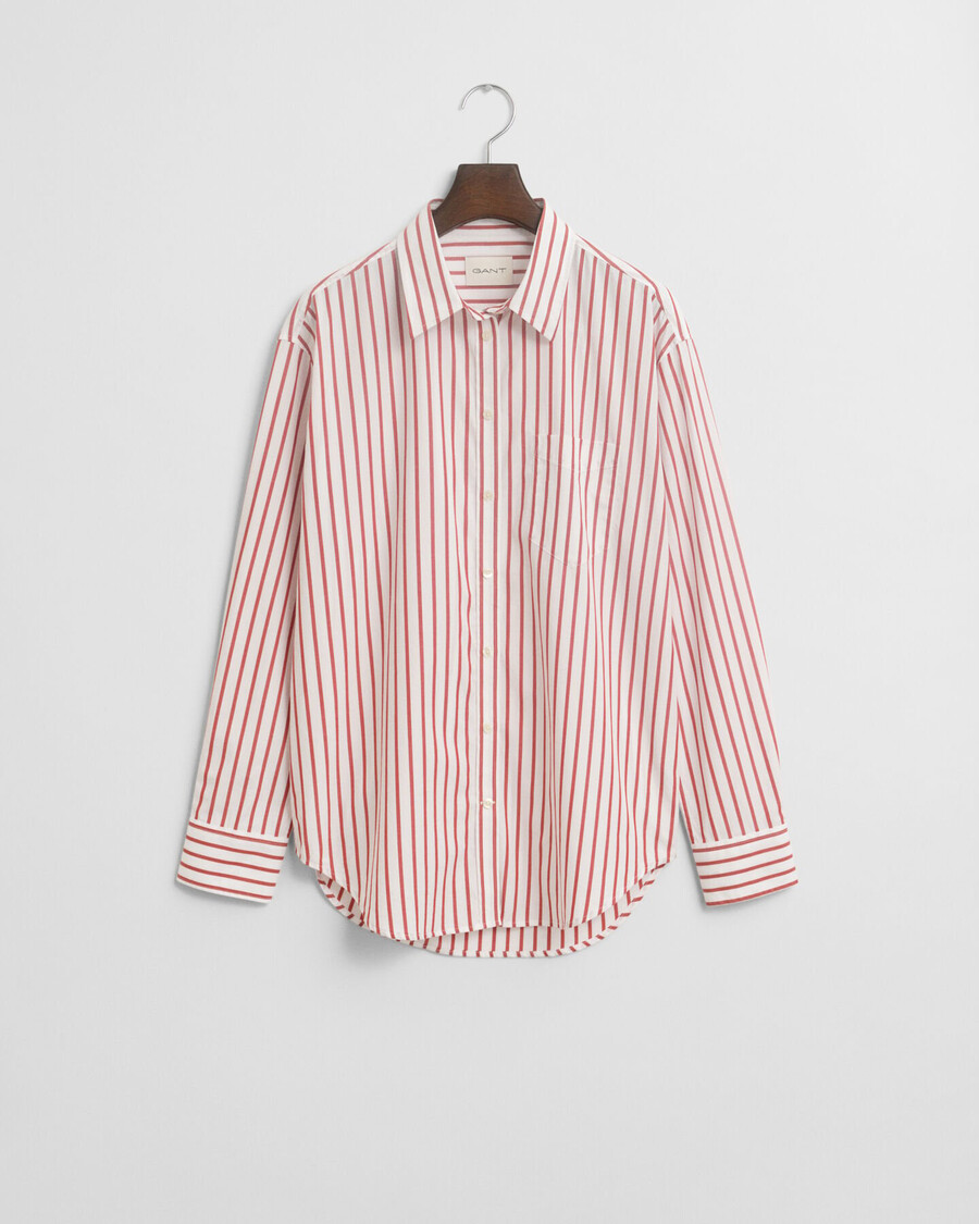 relaxed fit classic striped poplin shirt - modern rust