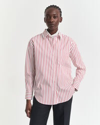 relaxed fit classic striped poplin shirt - modern rust