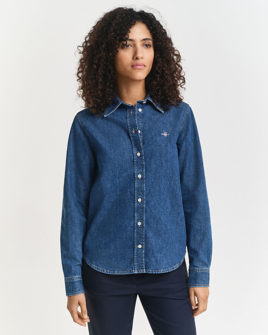 regular fit denim shirt - indigo