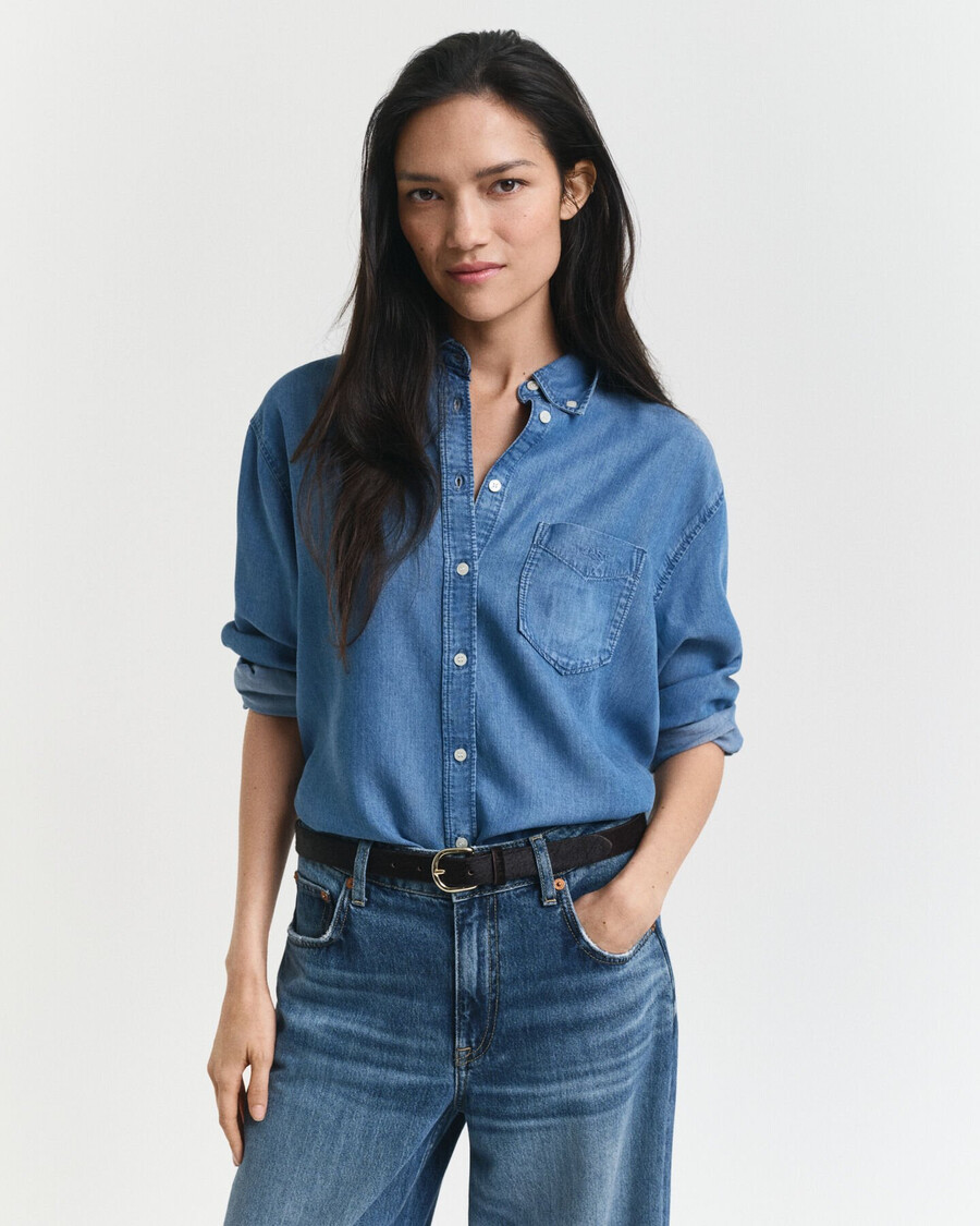 relaxed fit indigo shirt - light indigo