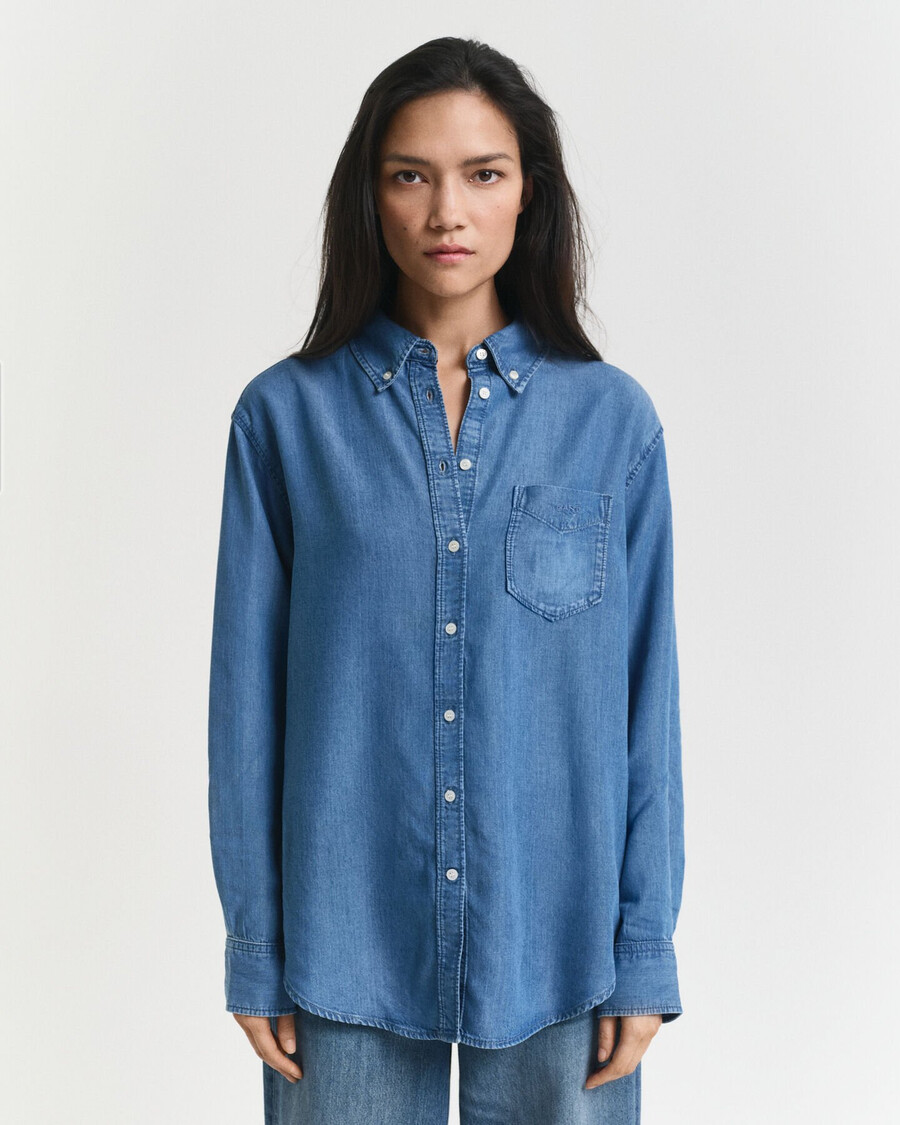 relaxed fit indigo shirt - light indigo