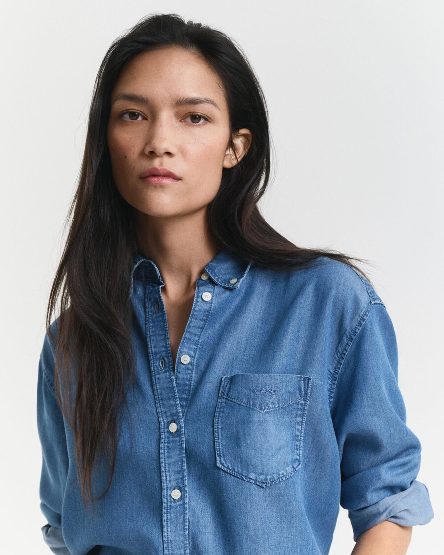 relaxed fit indigo shirt - light indigo