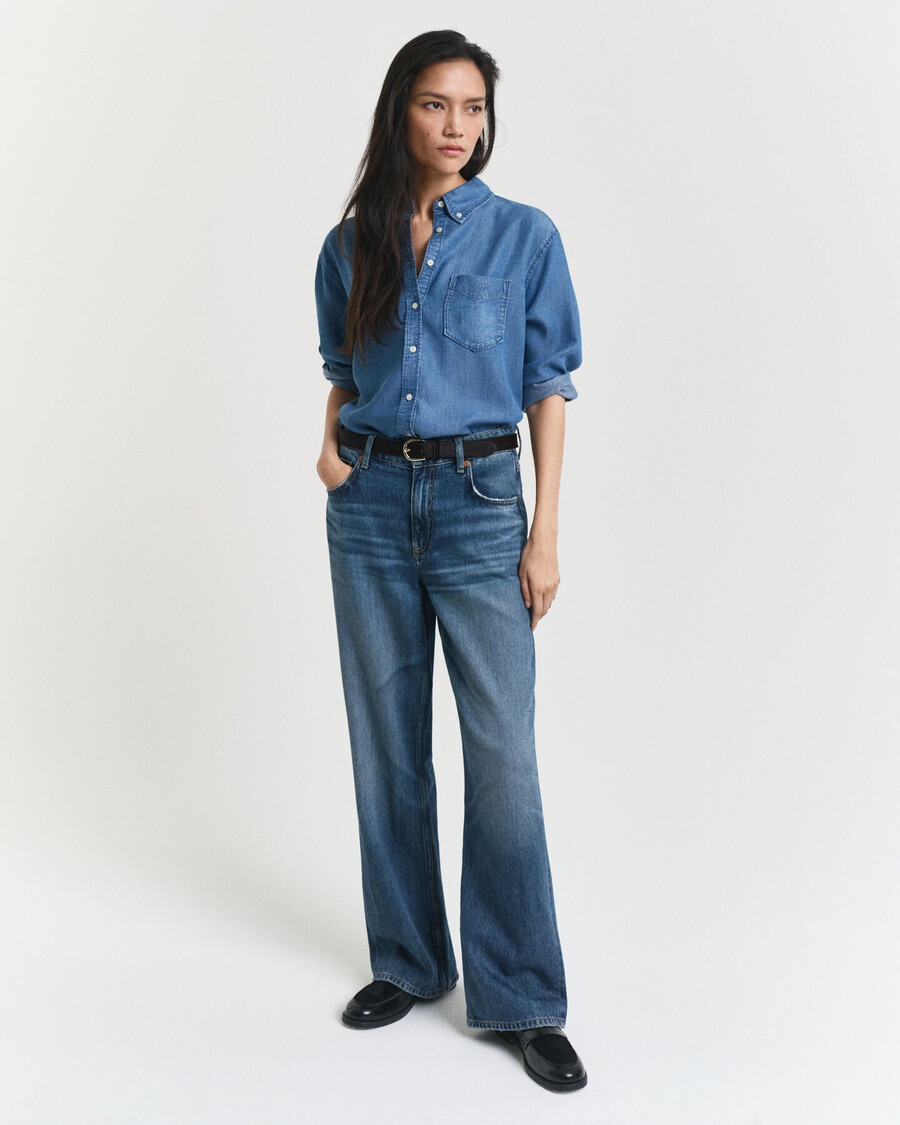 relaxed fit indigo shirt - light indigo